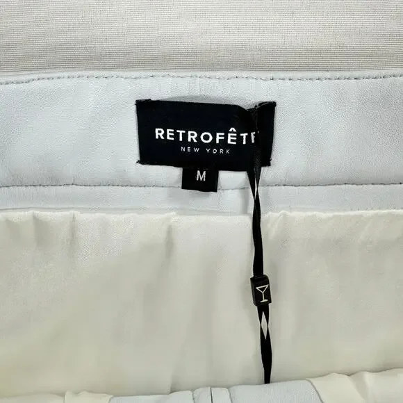 Retrofete Womens Sian Leather Zipper Mini Skirt Medium White Black Edgy - Picture 4 of 13